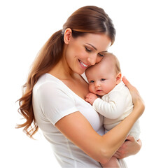 mother carrying baby transparent background