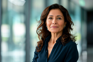 Fototapeta premium Portrait of a Mature Latina Businesswoman Over Natural Background
