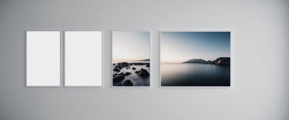 Poster Sizes Five blank white posters in varying