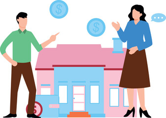 A boy and a girl are talking about finance.