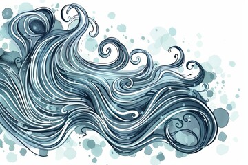 Fototapeta premium Cartoon cute doodles of a mermaid's hair swirling underwater, Generative AI