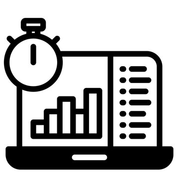 black laptop stopwatch chart data clip art preview