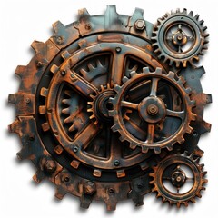 System of Gears in Hyperrealistic Style. Generative ai.