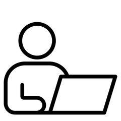 man working on his laptop icon
