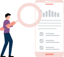 Boy is searching a graph on mobile.