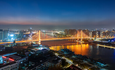 Obraz premium Urban environment of Qingfeng Bridge, Ningbo, Zhejiang province, China