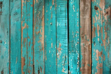 Old turquoise wooden panel background.