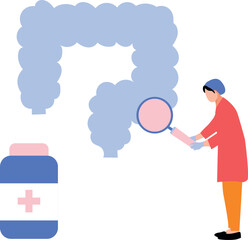 The girl is examining the intestines.