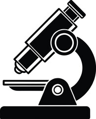 Microscope silhouette illustration, Microscope black and white vector illustration