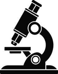 Microscope silhouette illustration, Microscope black and white vector illustration