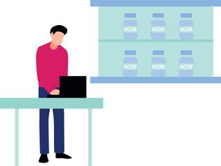 A boy is working on vaccine.