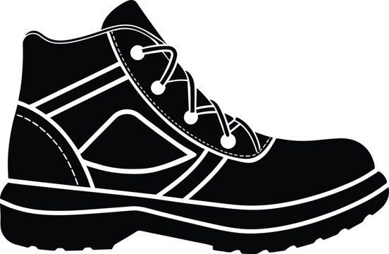 black work boot side view clip art preview
