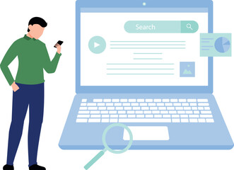 The boy is looking into mobile.