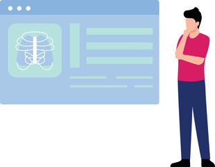 The boy is thinking about the ribs report.