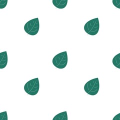 Seamless green leaves pattern with white background 