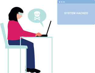 The hacker is hacking the system.