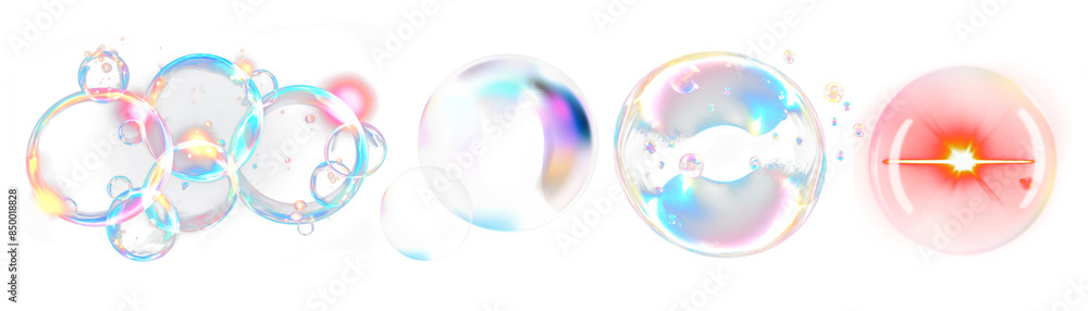 Poster isolated bubble effect png cut out element set