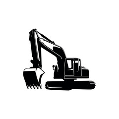 black and white excavator vector illustration © Berly