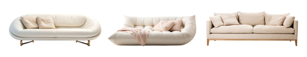 Minimal sofa png cut out element set