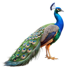 Obraz premium side view of peacock isolated transparent background