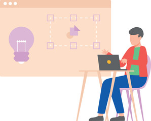 A boy is working on business idea.