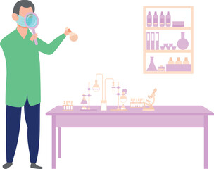 A chemist is doing research in a lab.