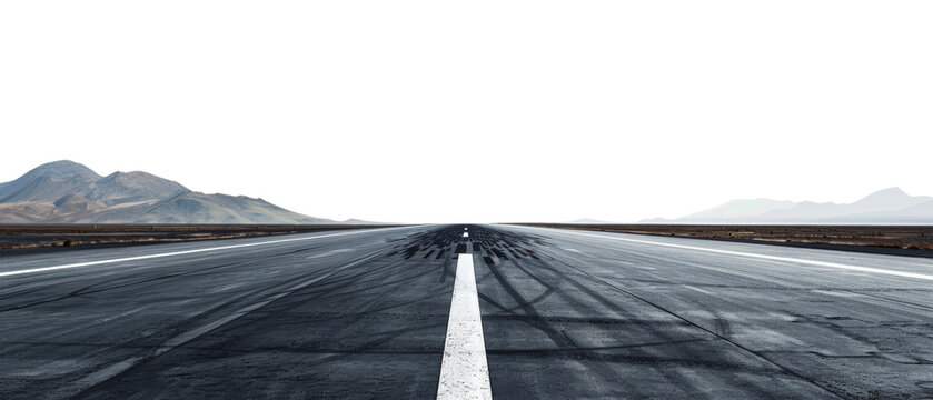 Airport runway extending to horizon png isolated on transparent background