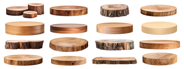 Wooden podium png cut out element set