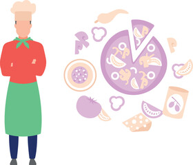 An Italian chef is making a pizza.