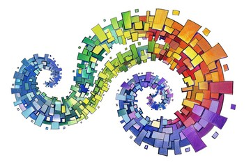 Fototapeta premium Cartoon cute doodles of a rainbow made from interlocking spiral cubes, Generative AI