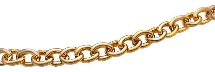Fototapeta premium Single gold chain link close-up png isolated on transparent background