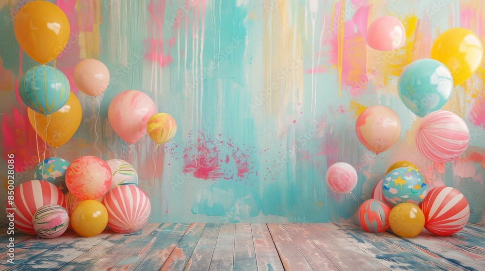 Poster cheerful party backdrop featuring ample copy space for event details