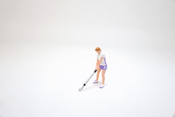 the Golfer with golf club bag isolated