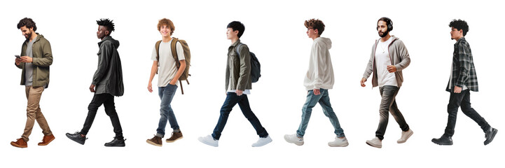 Obraz premium Young adult walking png cut out element set