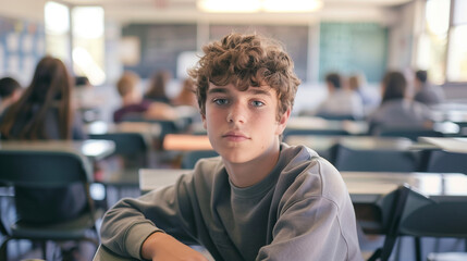 Obraz premium portrait of a student in a classroom 