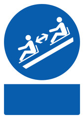 ISO mandatory safety signs_keep distance between toboggans your custom message here portrait size a4/a3/a2/a1