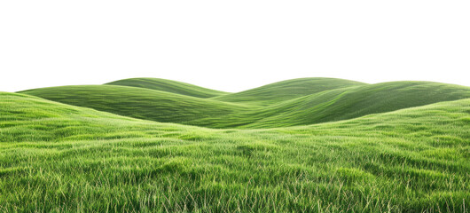 Green grassy hills isolated on transparent background