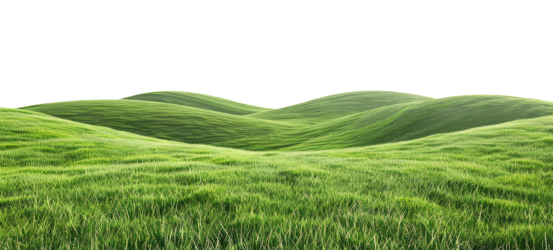 Green grassy hills isolated on transparent background