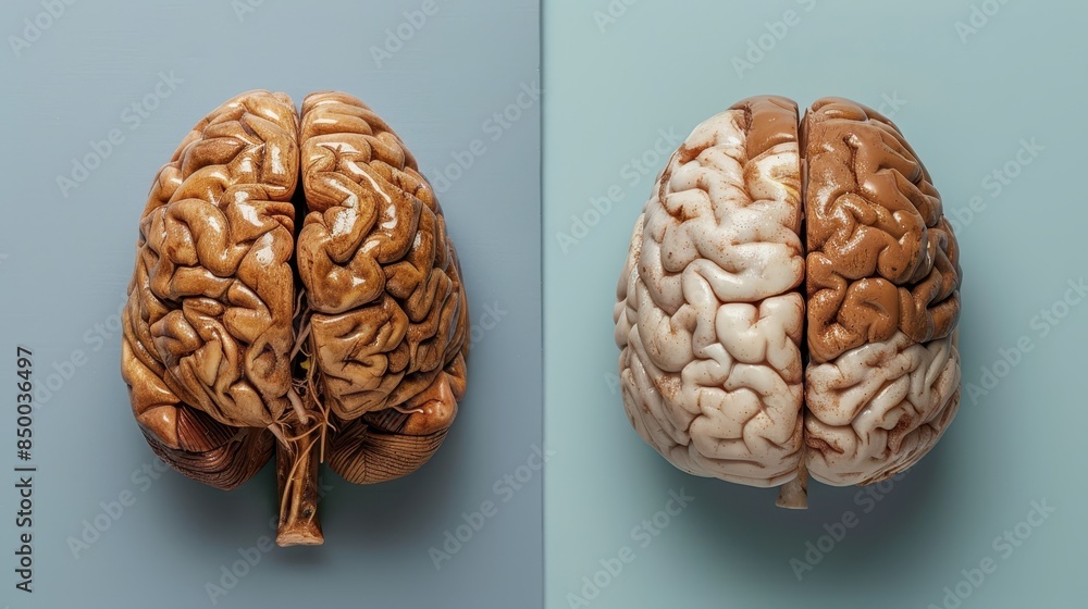 Poster two images of a brain, one is a close up of the brain and the other is a close up of the brain with 