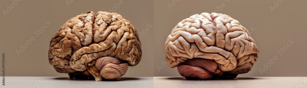 Poster two images of a brain, one is a close up of the brain and the other is a close up of the brain with 