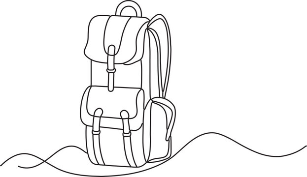 recommend clip art: line-art-or-one-line-camping backpack