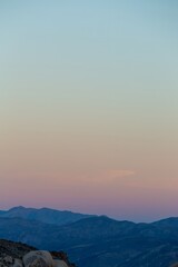 Giant boulders and desert landscape at sunset in Joshua Tree National Park, California, United States of America.