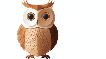Fototapeta premium Owl paper art style. white background.