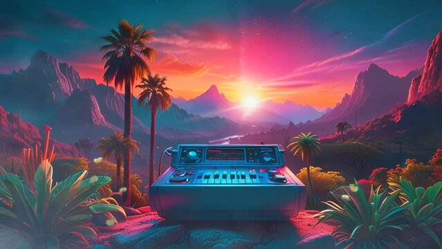 a musical instrument with a natural background, Seamless looping time lapse 4k video animation background