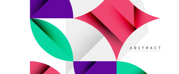 Obraz premium Minimal geometric elements on white. Petals, round triangles, star