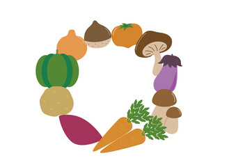 秋の野菜、食べ物リース