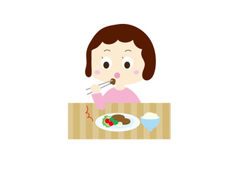 食育マナー肘をついて食べる