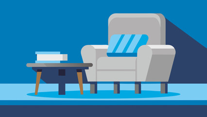 Fototapeta premium The peaceful and inviting ambiance of the serene room is accentuated by the presence of a modest chair and table.