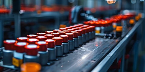 Obraz premium Developing a Production Line for Manufacturing Lithium-Ion Battery Cells. Concept Battery Cell Components, Assembly Process, Quality Control Measures, Production Efficiency, Equipment Selection