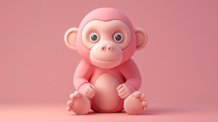 Adorable clay Chimpanzee created with muted pastels in Blender, a kawaii clay icon against a matte background with subtle gradients.